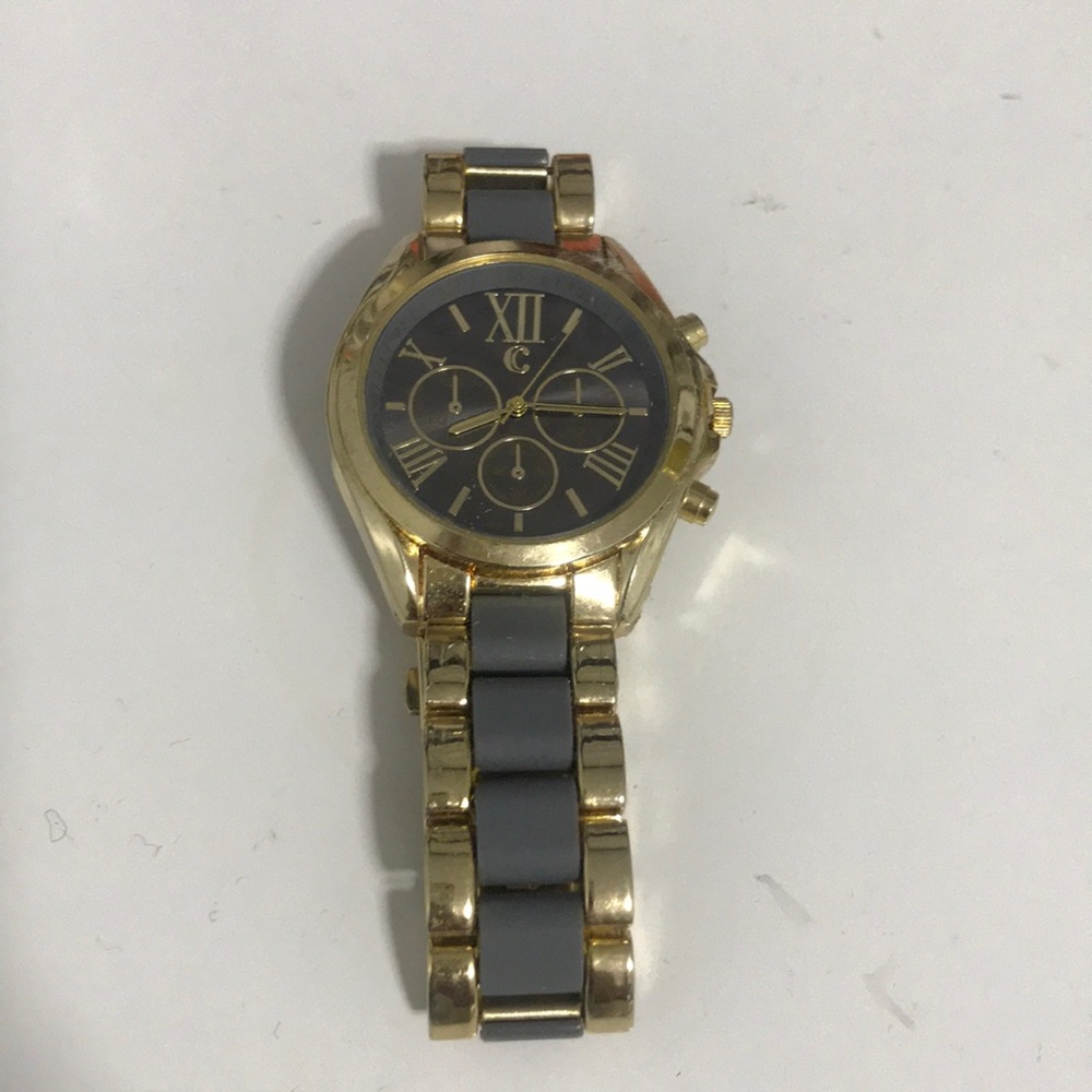 Gold and gray watch